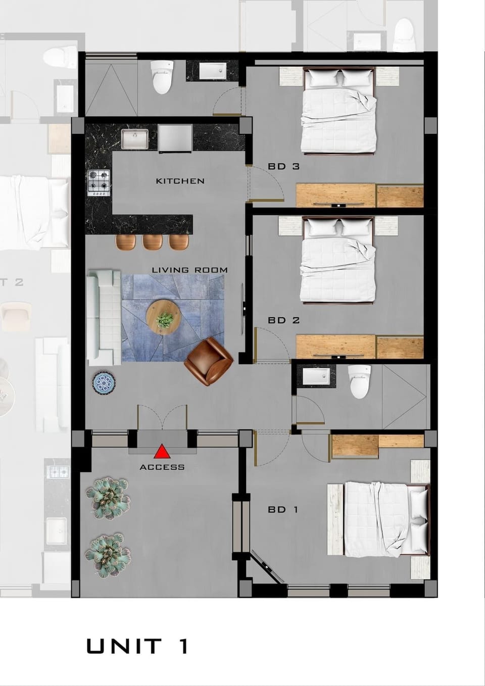 Apartment layout 88 m2 / 946 sq.ft.