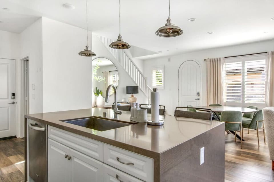 A bright and open kitchen with a spacious island