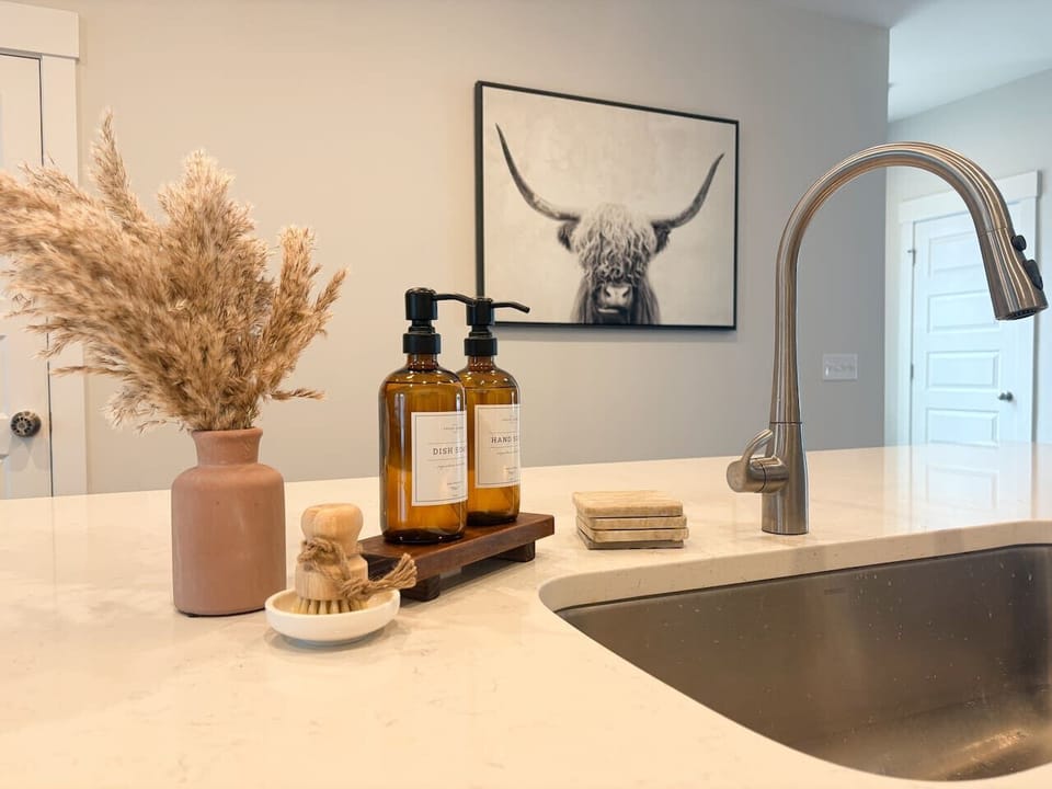 The little touches that make it feel like home - thoughtful soaps and a kitchen sink that`s actually nice to look at
