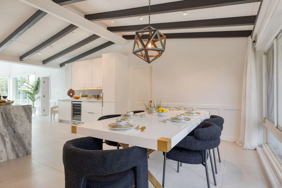Chic dining area.