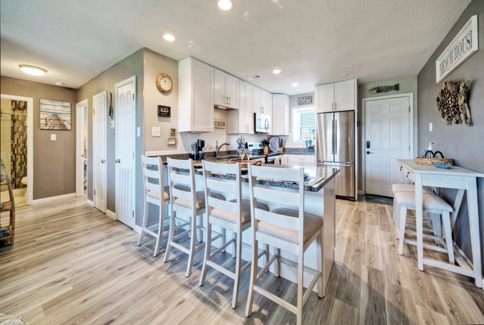 Kitchen Island with bar seating. (Blue Water Bliss)