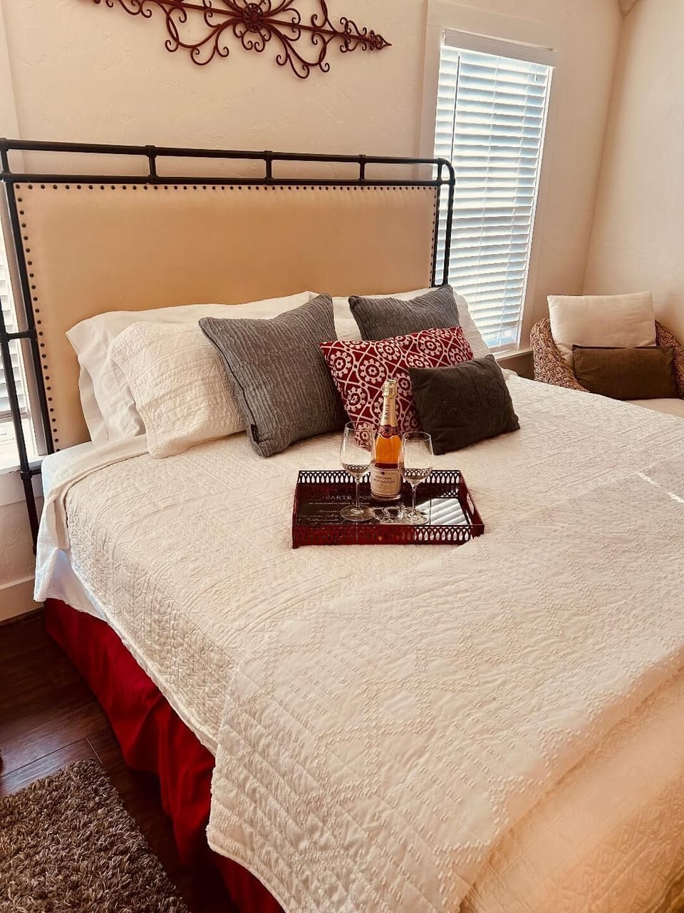 King master bed is perfect for watching the movies. Porch access from this room.