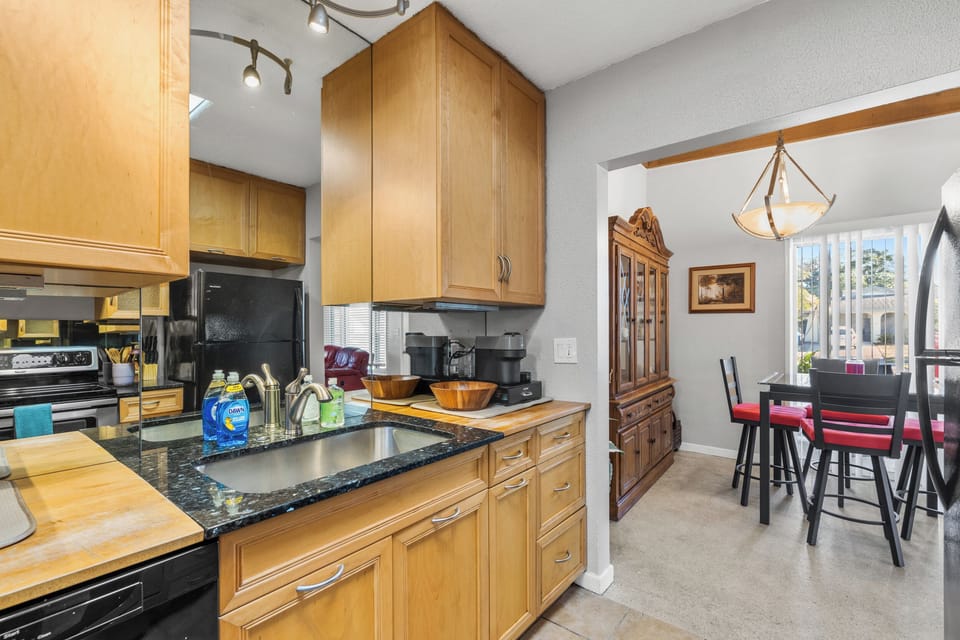 Latest kitchen appliances and dedicated coffee bar ready for your sunrise brews
