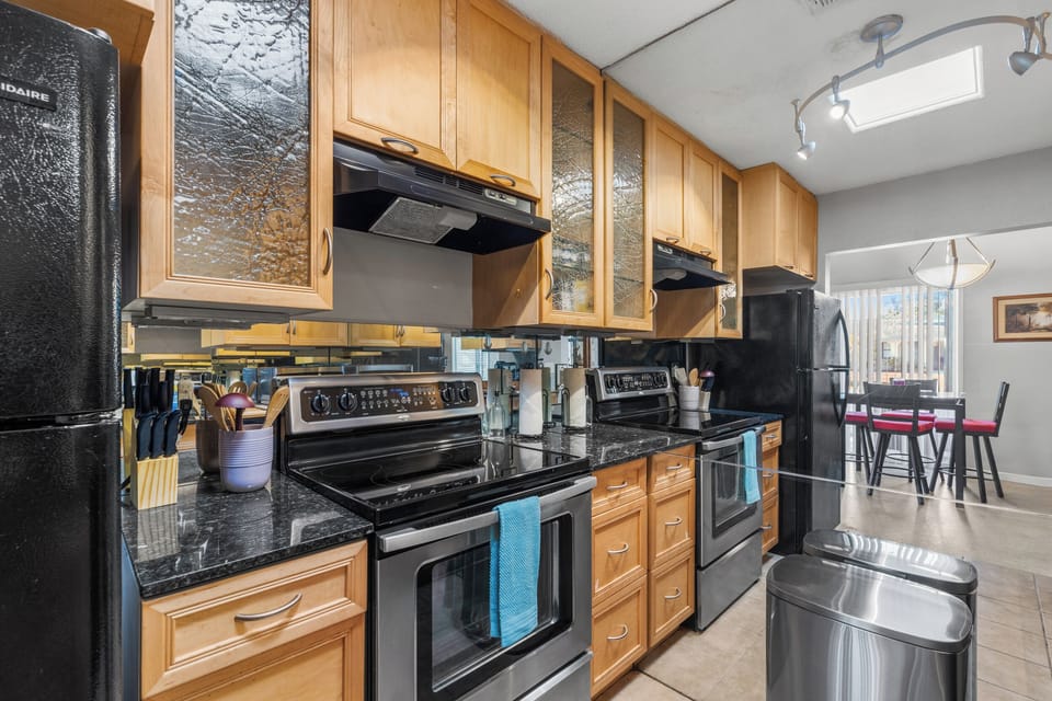 Latest kitchen appliances and dedicated coffee bar ready for your sunrise brews