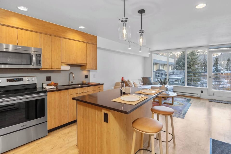 New kitchen with island for dining
