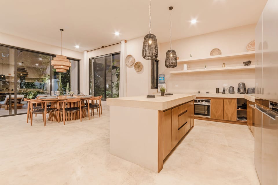 Deluxe Villa, Balcony, Pool View | Private kitchen | Full-size fridge, microwave, oven, stovetop