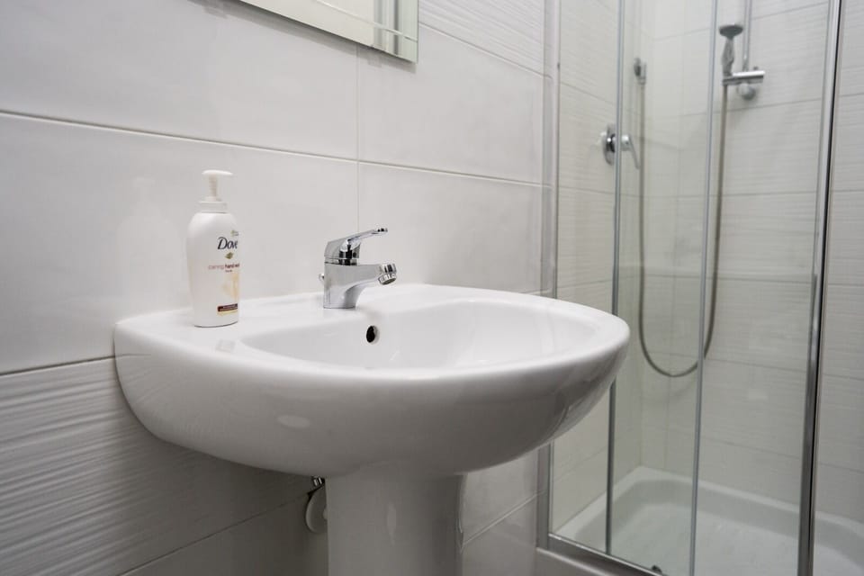 Basic Double Room, Courtyard View | Bathroom | Shower, hair dryer, towels, soap