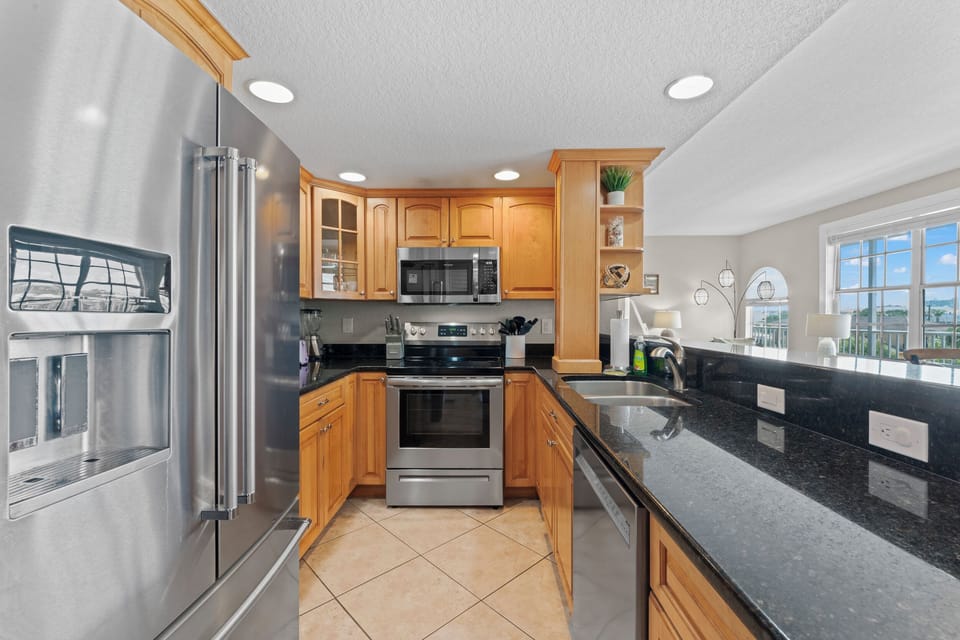 The kitchen is meticulously equipped with all the essential items and supplies you'll need. 