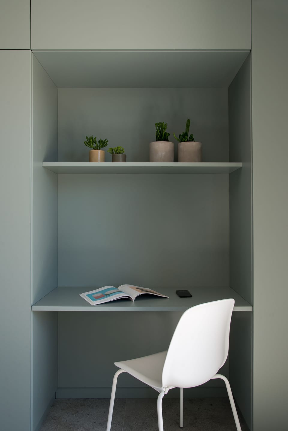 There is a desk where you can read and do whatever you want