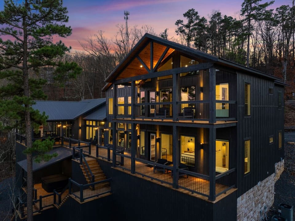 Exterior: Experience stunning twilight views from your private balcony in nature`s embrace!