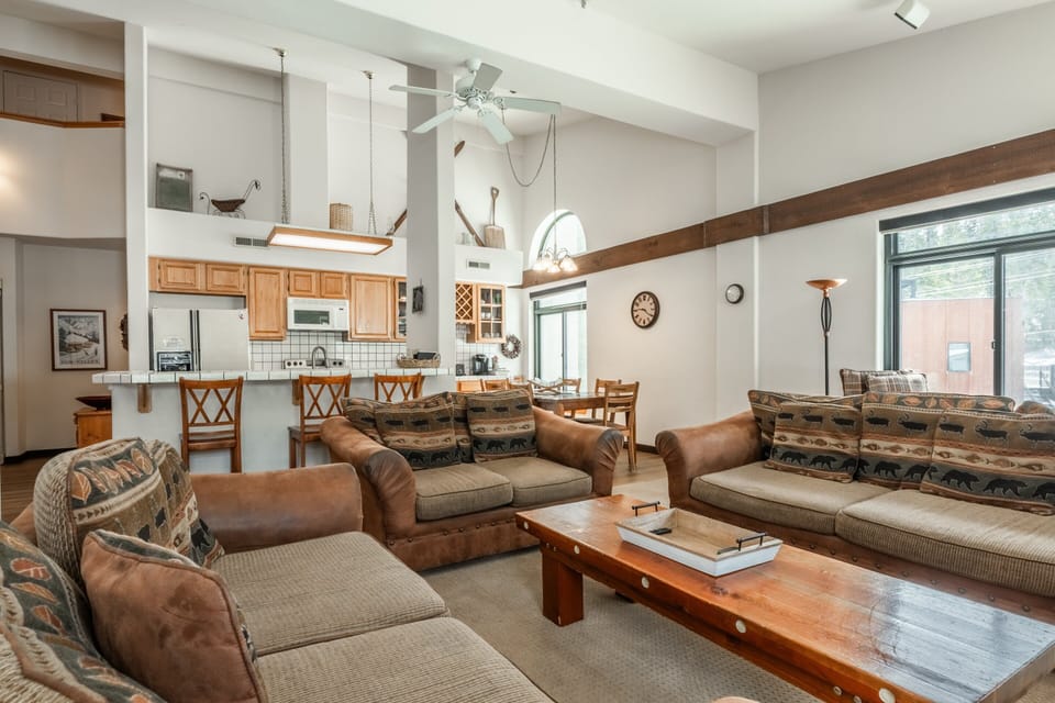 Living Room, Wood Burning Fireplace, Smart TV with Cable and Streaming