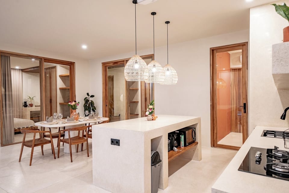 Deluxe Villa, 3 Bedrooms, Patio, Pool View | Private kitchen | Fridge, microwave, stovetop, espresso maker