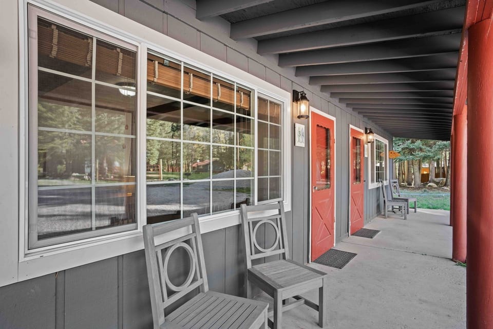 Sip coffee outside and breathe crisp forest air.