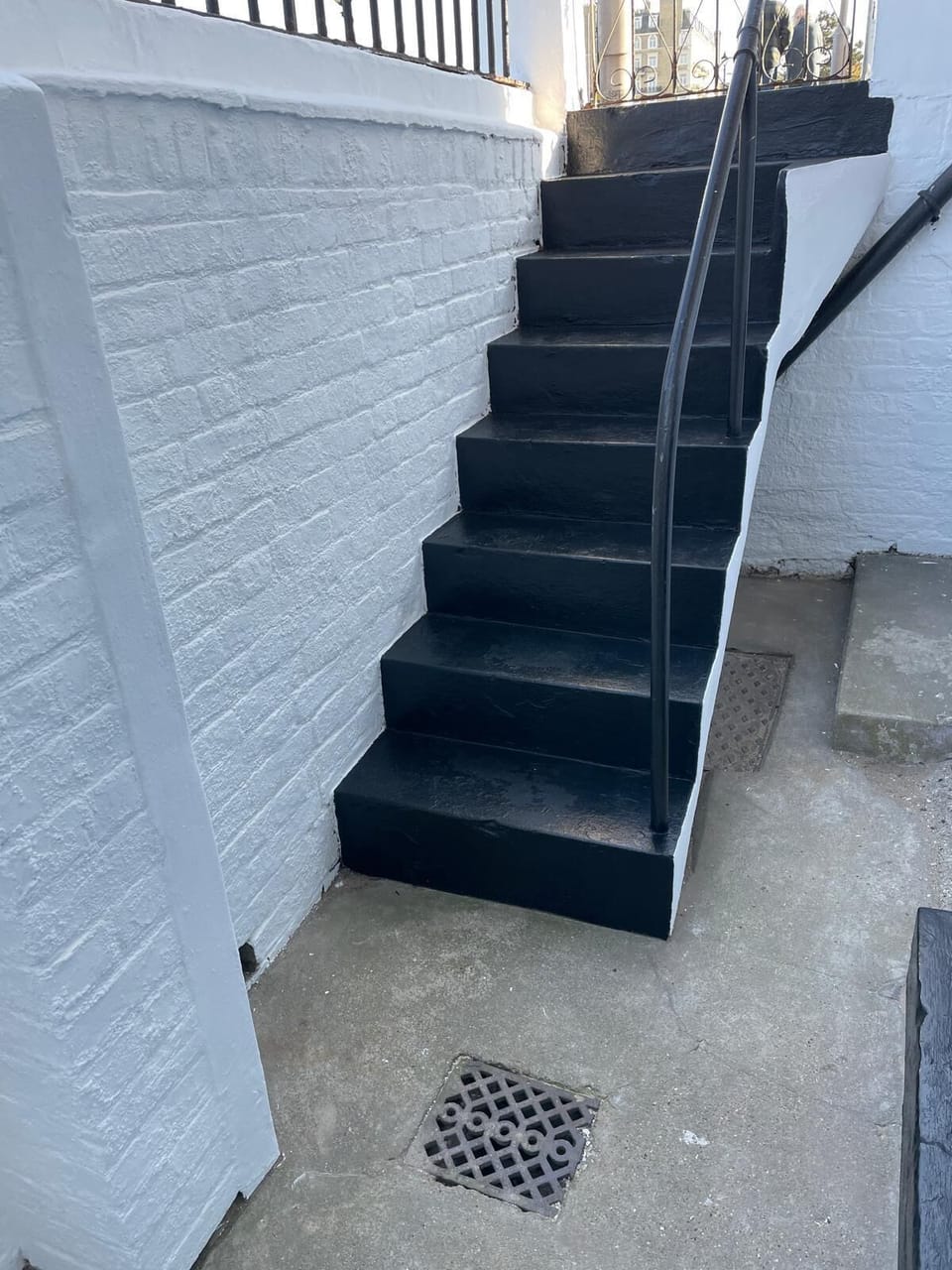 Steps down to the accommodation front door