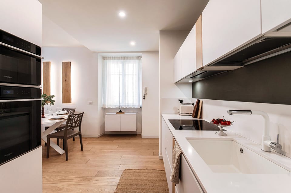 Apartment | Private kitchen | Full-size fridge, microwave, oven, stovetop