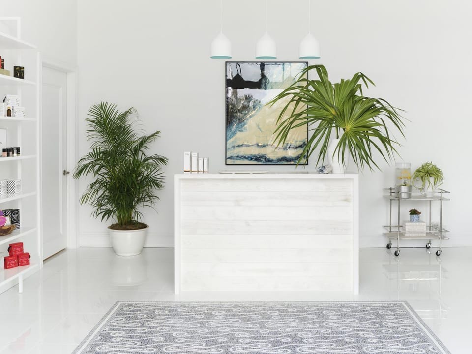 Bright and modern interiors adorned with greenery create a peaceful and refreshing ambiance.