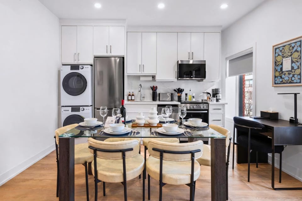Modern kitchen and full laundry facilities for short or long-term stays.
