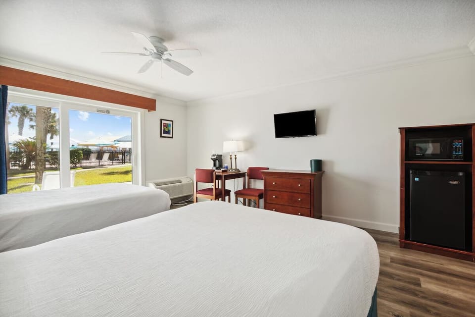 Wake up to sunlit views and crisp, inviting bedding.