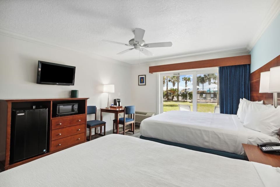Relax after adventures with TV time and two comfy beds.