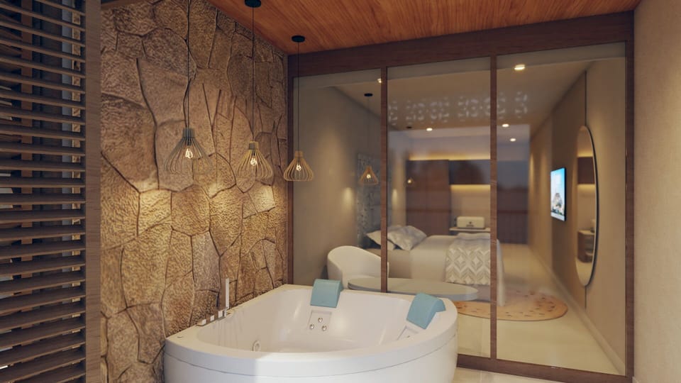 Eco-friendly toiletries, hair dryer, slippers, bidet