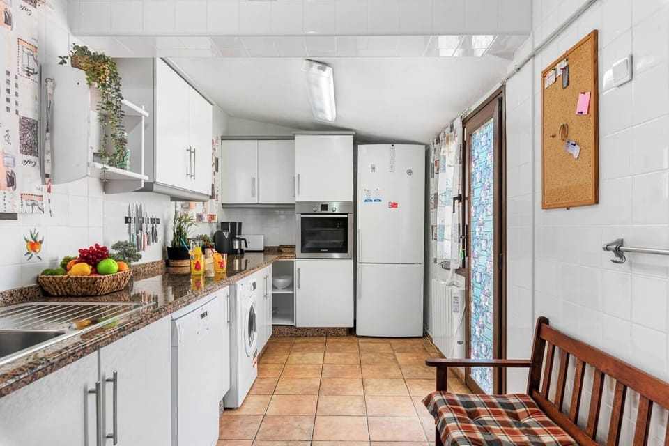 Beautiful holiday villa with private pool situated in Calpe (Costa Blanca) for 6 people, with three bedrooms and two bathrooms distributed on one floor.INTERIOR: The villa is distributed on one floor which is accessed by external stairs. The villa has a pleasant living-dining room with TNT-satellite TV (English) and air conditioning, a separate kitchen with gas cooker, dishwasher and washing machine. This villa for 6 has 3 double bedrooms : 2 bedrooms each with 1 double bed of which 1 with A/C and the third with a bunk bed, 1 bathroom with bathtub and 1 bathroom with shower.OUTSIDE: The villa has a large plot with a nice terrace partly covered, a private fenced rectangular swimming pool of 8x4 m with Roman steps and portable barbecue. Ample private parking for 2 vehicles on the same plot. The plot is completely fenced.LOCATION: This villa is located in a quiet residential area close to amenities and the beach. It is only 400 m from the nearest supermarket and 1,1 km from the sandy beach Playa del Arenal of Calpe with its shops and restaurants. The centre of Calpe is only 1,8 km away.REMARKS: Free WiFi internet access. Pets up to 12 kg are allowed with supplement.
