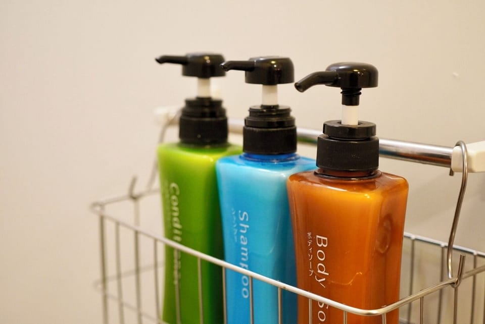 Shower, hair dryer, bidet, soap