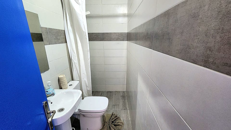 Shower, soap, shampoo, toilet paper