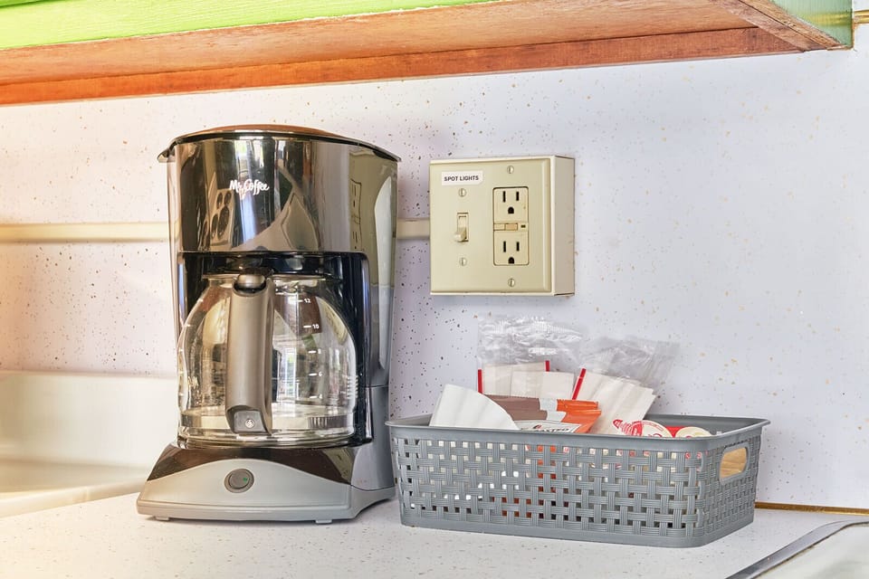 Start your day with fresh coffee—coffee maker and essentials provided.