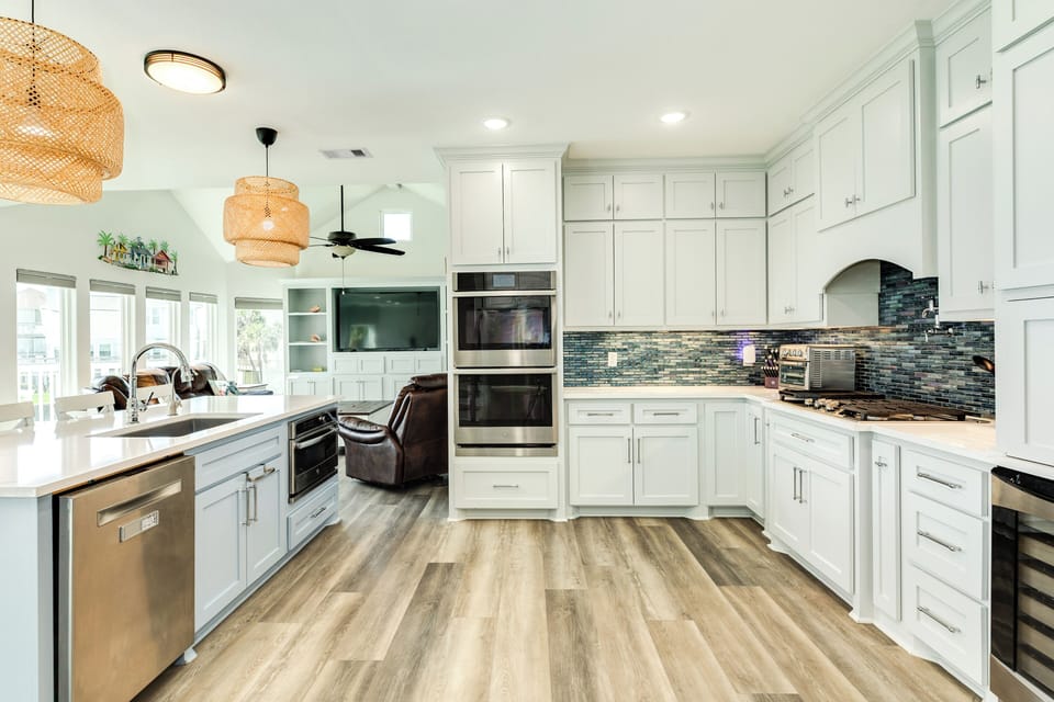 Fully equipped kitchen with stainless steel appliances