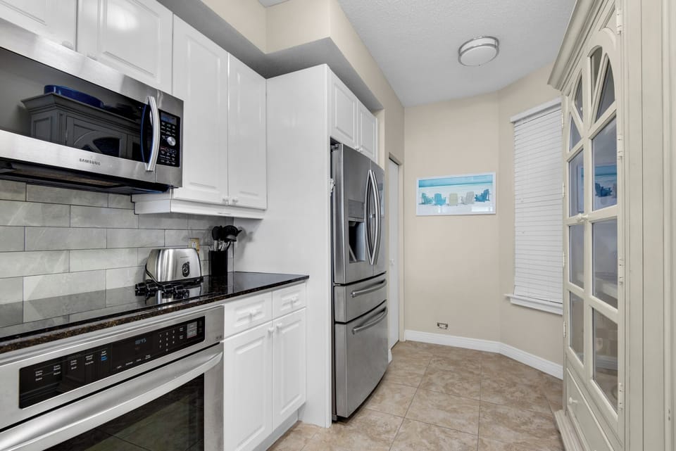 Kitchen with stainless steel appliances