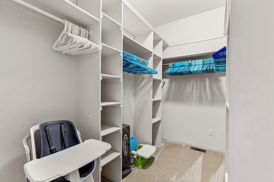 Plenty of space in the master closet 