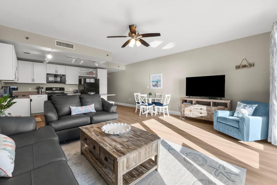 Condo, 1 King Bed with Sofa bed (Laketown Wharf 713- Our Lil Sea-cret) | Living area | TV