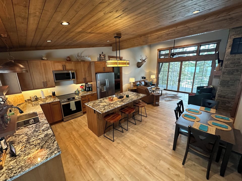 large open kitchen and dinning area