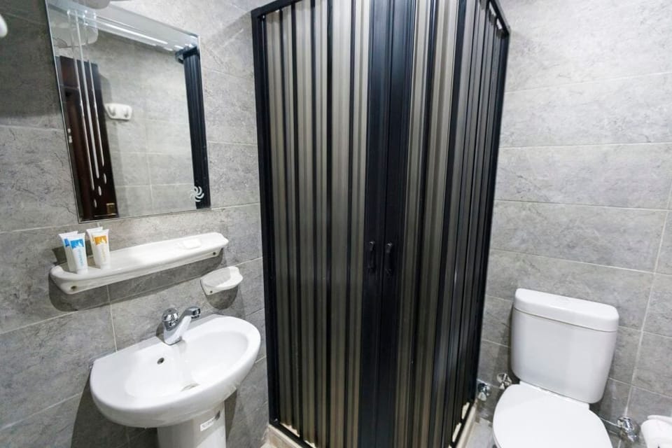 Shower, rainfall showerhead, designer toiletries, bidet