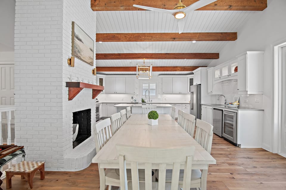 LARGE DINING SPACE: Seating for 15 in the Dining Room/Kitchen + Additional Seating for 4 on the Wrap Around Patio