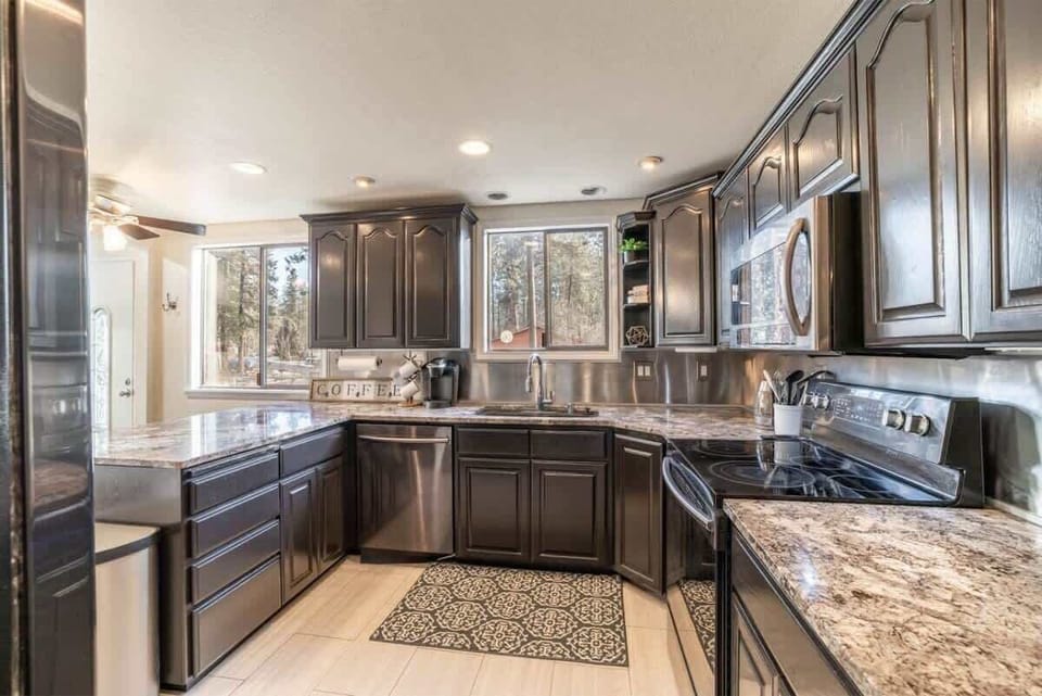 Large open kitchen with updated appliances 