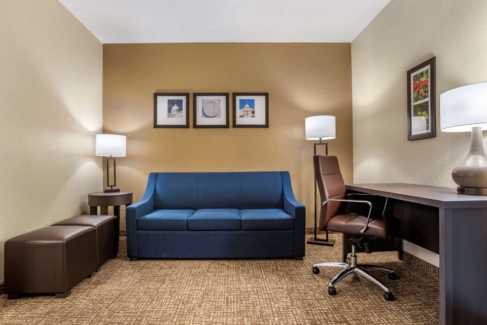 Hypo-allergenic bedding, down comforters, desk, blackout drapes