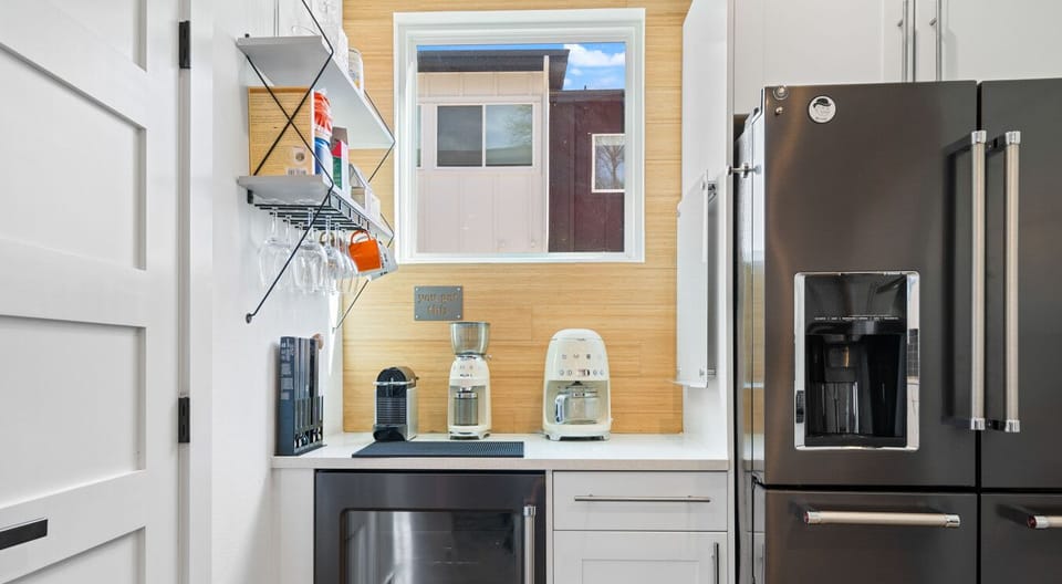 Morning fuel or evening unwind? Coffee, wine fridge, and all the essentials. Pick your vibe!