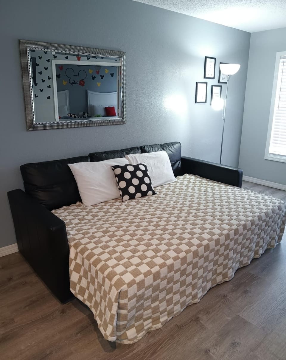 Cozy sofa bed and a new smart TV with all your favorite streaming apps!
