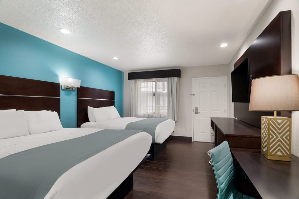 Comfort Double Room, Multiple Beds, Pool View, Poolside | Premium bedding, pillowtop beds, desk, laptop workspace