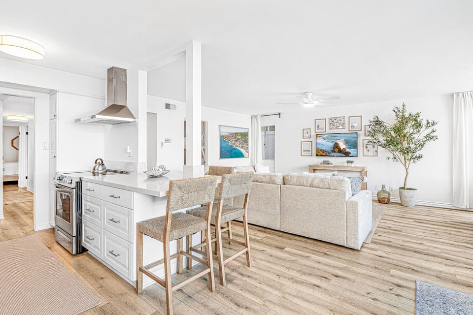 The main living area features an open floor plan for easy group hangouts.
                