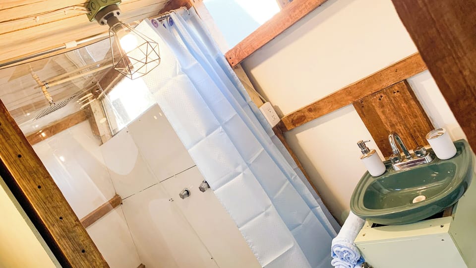 Classic Cabin, Mountain View | Bathroom | Shower, towels, soap, toilet paper