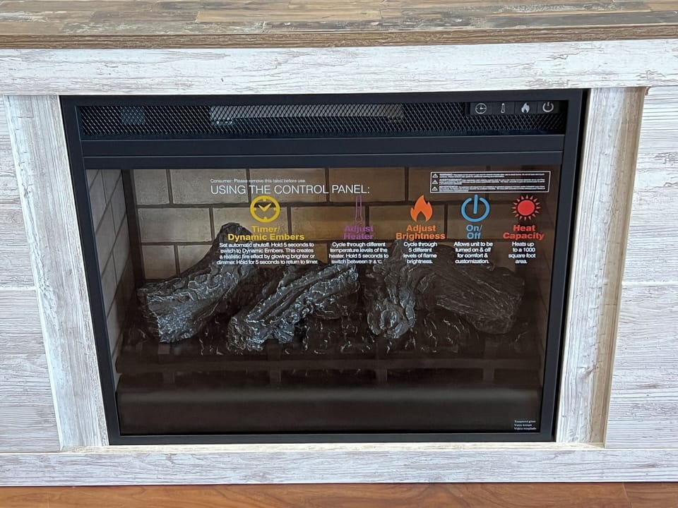 King Suite offers a Nice cozy ambient fireplace.