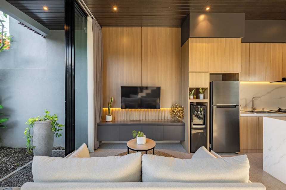 Deluxe Villa, 2 Bedrooms, Garden View | Living area | 41-inch flat-screen TV with digital channels, TV