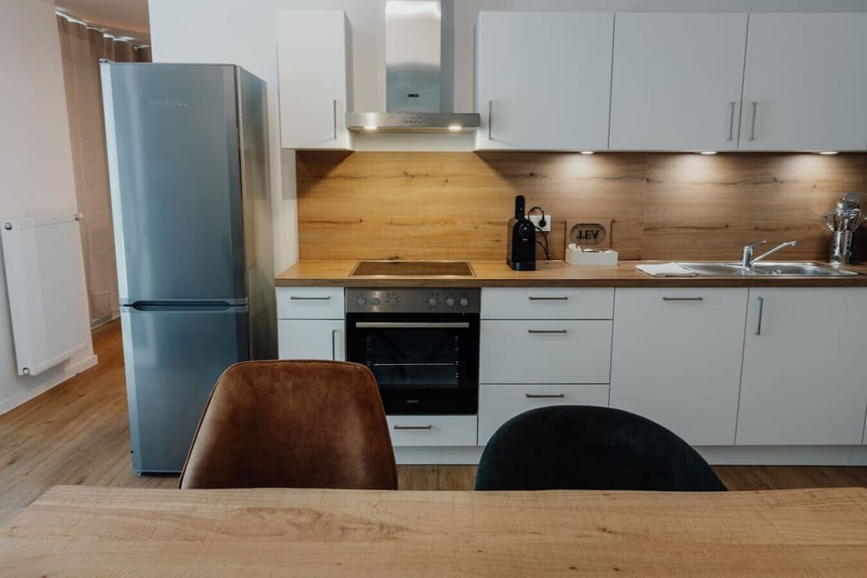 A view of the kitchenette and dining area