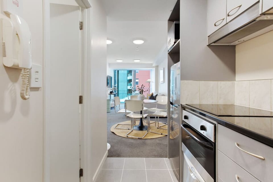 View from the entry into the apartment looking towards the living areas.