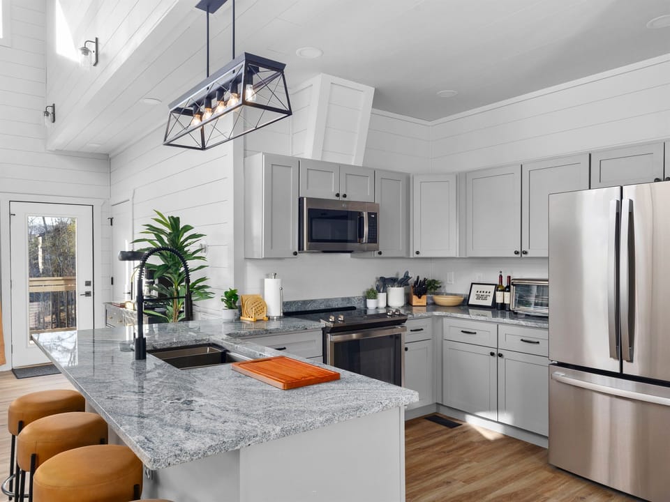 Plenty of counter space with everything you'd need to prep a gourmet meal. 