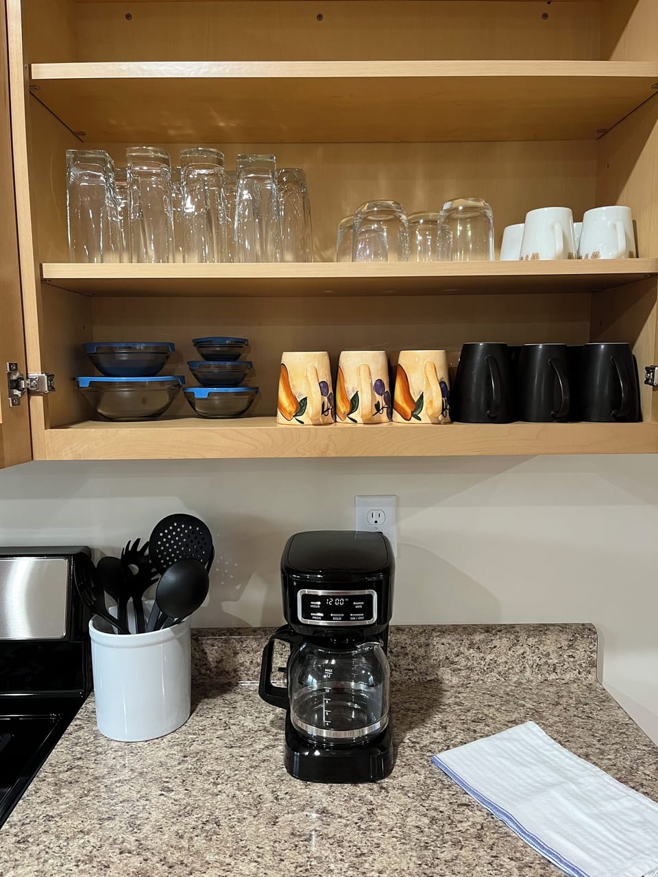 Coffee and a variety of sugars, sweeteners, and creamers are available.

