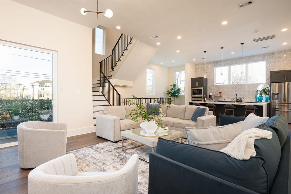 Living Room: Bright and airy space with stylish decor, ideal for relaxation and gatherings!