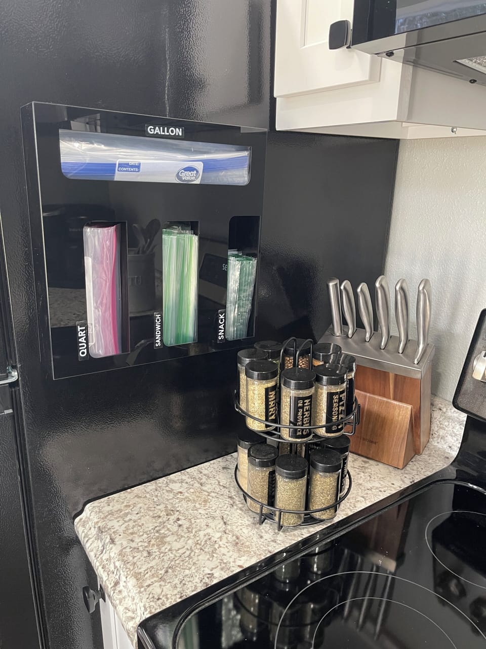Spices, ziploc bags, cooking spray/oil, foil/plastic wrap, anything for cooking!